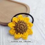 2Pcs Set Hair Ties For Girls, Handmade Cotton Sunflower Hair Rope, Tied Hair Yellow Flower Elastic Hair Bands, Lovely Ponytail Holder Hair Circl, Crochet Cute Hair Accessories for Women Girls