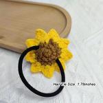 2Pcs Set Hair Ties For Girls, Handmade Cotton Sunflower Hair Rope, Tied Hair Yellow Flower Elastic Hair Bands, Lovely Ponytail Holder Hair Circl, Crochet Cute Hair Accessories for Women Girls