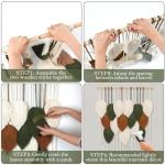 KHOYIME Macrame Wall Hanging Boho Woven Tapestry, Chic Home Decor Modern Bohemian Handmade Leaf Feather Wall Art Decorations for Apartment Dorm Living Room Bedroom Nursery Backdrop 23.6" W X 29.5" L