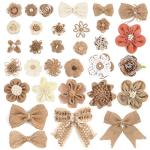 32 PCS Burlap and Lace Flowers Set for Wedding Decor