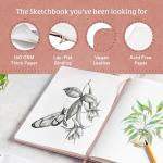 BEECHMORE BOOKS Sketch Book, A4 8.5 x 11.5 inch Blank Sketchbook for Drawing, Paint and Draw, 156 Pages Thick Paper 160gsm, Hardcover Leather Art Notebook, Boxed for Gifts