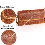 Handmade Small Crossbody Shoulder Bag for Women, Cellphone Bags Adjustable Strap, Leather Card Holder Wallet Purse and Handbags With Zipper Coin Clutch for Teen Girls Bags (Carved Camel)