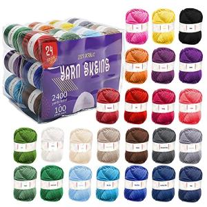 Hearth & Harbor Soft Yarn 2400 Yards (24x50g), Acrylic Yarn for Crocheting & Knitting, 24 Vivid Colors, Perfect for Crafts, Amigurumi Yarn Set