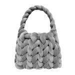 WKLOUYHE Woven Bags for Women Woven Handbag Handmade Totes Shoulder Bag Trendy Purse Gift for Women Grey