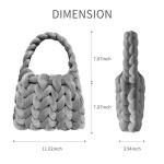 WKLOUYHE Woven Bags for Women Woven Handbag Handmade Totes Shoulder Bag Trendy Purse Gift for Women Grey