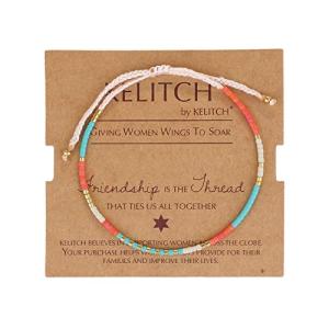 KELITCH Colorful Seed Beads Friendship Bracelets,Boho Bohemian Hippie Necklace,Handmade Jewelry,Gift for Women