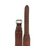 Hide & Drink, Double Prong Weightlifting Belt (3 in. Wide) for Men and Women, Size (31 in. to 38 in.), Functional Fitness, Full Grain Leather, Handmade, Bourbon Brown