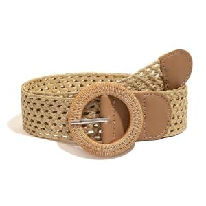SeptCity Woven Belts for Women, Boho Women's Belts for Dresses and Jeans, Rattan Belts Gift for Birthday Christmas Mother's Day (Khaki with O Ring)