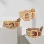 SeptCity Woven Belts for Women, Boho Women's Belts for Dresses and Jeans, Rattan Belts Gift for Birthday Christmas Mother's Day (Khaki with O Ring)