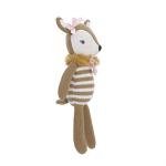 Cuddle Me Deer 100% Cotton Knitted Plush Toy, Penelope, Brown/Pink