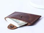 Card Case Wallet Handmade Thin Front Pocket Genuine Leather Card Holder for men women