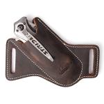 Topstache Handmade Leather Pocket Knife Sheath for Belt,EDC Belt Folding Man,Cross Draw Left Side Carry Open Top 5 inch Knife,DarkBrown