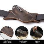 Topstache Handmade Leather Pocket Knife Sheath for Belt,EDC Belt Folding Man,Cross Draw Left Side Carry Open Top 5 inch Knife,DarkBrown