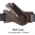 Topstache Handmade Leather Pocket Knife Sheath for Belt,EDC Belt Folding Man,Cross Draw Left Side Carry Open Top 5 inch Knife,DarkBrown