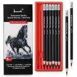 Brusarth Professional Willow Charcoal Pencils Drawing Set - 8 Pieces Soft Medium and Hard Willow Charcoal Pencils for Drawing, Sketching, Shading, Artist Pencils for Beginners & Artists