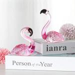 LONGWIN Handmade Art Glass Flamingo Figurines 2 Pcs/Pair Hand Blown Glass Flamingo Animal Sculpture Collectible Figurines Home and Wedding Decor
