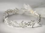 SWEETV Leaf Wedding Headpieces for Bride Silver Bridal Headband Flower Girl Headpiece Handmade Wedding Hair Accessories