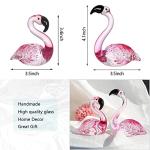 LONGWIN Handmade Art Glass Flamingo Figurines 2 Pcs/Pair Hand Blown Glass Flamingo Animal Sculpture Collectible Figurines Home and Wedding Decor