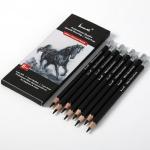Brusarth Professional Willow Charcoal Pencils Drawing Set - 8 Pieces Soft Medium and Hard Willow Charcoal Pencils for Drawing, Sketching, Shading, Artist Pencils for Beginners & Artists