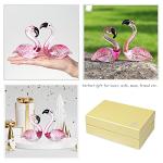 LONGWIN Handmade Art Glass Flamingo Figurines 2 Pcs/Pair Hand Blown Glass Flamingo Animal Sculpture Collectible Figurines Home and Wedding Decor