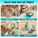 ToyUnited Mini Pottery Wheel for Beginners: Complete Pottery Kit for Beginners with Air Dry Clay - Sculpting Clay Tools & Arts Supplies Arts - Crafts for Girls Ages 4-8 Crafts Kits for Kids Ages 8-12