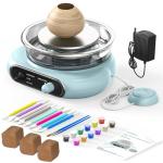 Alldeer Mini Pottery Wheel Kit - 4.7" Turntable Electric Pottery Wheel Mini Clay Making Pottery Machine with 8 Pottery Shaping Tools, Craft Kits for Kids, Teenagers and Adult