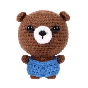 Mini Positive Crochet Bear,3.5 Inch Crochet Stuffed Animal Knitted Bear Funny Pocket Potato Wool Bear Emotional Crochet Doll Toy Handmade Bear Support Gift for Birthday Party Decoration Encouragement