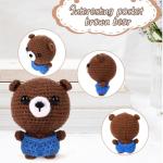 Mini Positive Crochet Bear,3.5 Inch Crochet Stuffed Animal Knitted Bear Funny Pocket Potato Wool Bear Emotional Crochet Doll Toy Handmade Bear Support Gift for Birthday Party Decoration Encouragement