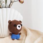Mini Positive Crochet Bear,3.5 Inch Crochet Stuffed Animal Knitted Bear Funny Pocket Potato Wool Bear Emotional Crochet Doll Toy Handmade Bear Support Gift for Birthday Party Decoration Encouragement