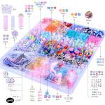 AIPRIDY 3200 Pcs Unicorn Jewelry Activity Kit,Clay Beads Bracelet Making Kit,Flat College Style Beading for Friendship Jewelry Making,Crystal Time Gem Ring Gifts,DIY Crafts for Teen Girls (Pink)