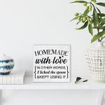 Rustic Homemade with Love Wood Box Sign Decor Kitchen Wooden Box Signs with Sayings Desk Decoration Home Office Desk Shelf Decor Sign (5 x 5 Inches)