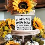 Rustic Homemade with Love Wood Box Sign Decor Kitchen Wooden Box Signs with Sayings Desk Decoration Home Office Desk Shelf Decor Sign (5 x 5 Inches)