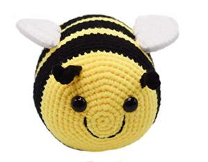 BABOLI Emotional Support Bee Stuffed Animal Handmade Crochet Fuzzy Bumblebee with Smile Face and White Wings Knit Soft Yarn Plush Bee Toy Pretty Sweet Gifts for Kids or Stuff Collection 6 Inch