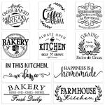 10 Set Farmhouse Kitchen Stencil, Homemade Bakery Rustic Sign Painting Stencils for Home Dining Room Wall Decoration Reusable Templates DIY Wood Sign