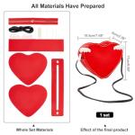 WADORN DIY Leather Crossbody Bag Making Kit, PU Leather Heart Shaped Purse Sewing Pattern Materials Craft Handbag Handmade Stitching Accessories for Women Unique Gift,6.7x7.7 inch, Red