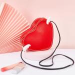 WADORN DIY Leather Crossbody Bag Making Kit, PU Leather Heart Shaped Purse Sewing Pattern Materials Craft Handbag Handmade Stitching Accessories for Women Unique Gift,6.7x7.7 inch, Red