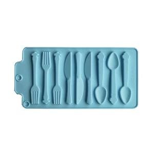 Silicone Molds Tableware, Knife Fork Spoon Silicone Tray Easy Release Novelty Tray For Chilled Fondant Candy Biscuit Chocolate Molds for Cake Decorations Homemade Kitchen Kid Home DIY (Blue)