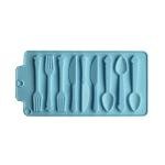 Silicone Molds Tableware, Knife Fork Spoon Silicone Tray Easy Release Novelty Tray For Chilled Fondant Candy Biscuit Chocolate Molds for Cake Decorations Homemade Kitchen Kid Home DIY (Blue)
