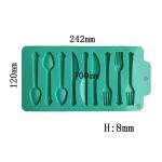 Silicone Molds Tableware, Knife Fork Spoon Silicone Tray Easy Release Novelty Tray For Chilled Fondant Candy Biscuit Chocolate Molds for Cake Decorations Homemade Kitchen Kid Home DIY (Blue)