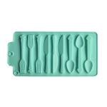Silicone Molds Tableware, Knife Fork Spoon Silicone Tray Easy Release Novelty Tray For Chilled Fondant Candy Biscuit Chocolate Molds for Cake Decorations Homemade Kitchen Kid Home DIY (Blue)