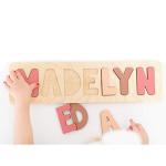Personalized Wooden Name Puzzle for Kids, Handmade in USA by Bloom Owl, Custom Baby Gifts for Boys and Girls Easter or First Birthday, Montessori Toys for Toddlers 1-3, Baby Puzzle