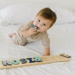 Personalized Wooden Name Puzzle for Kids, Handmade in USA by Bloom Owl, Custom Baby Gifts for Boys and Girls Easter or First Birthday, Montessori Toys for Toddlers 1-3, Baby Puzzle