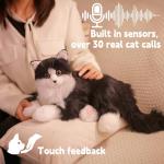 Chongker Interactive Companion Robot Cat Pets, Handmade Stuffed Animals Cat Plush with Voice Response, Realistic Heartbeat and Purring, Gifts for Parents,Seniors,Elderly,Black Cat,PERCY1.0