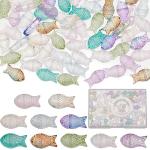 SUNNYCLUE 1 Box 100Pcs Fish Beads Bulk Transparent Glass Fish Bead Colorful Pink Green Blue Fish Beads Marine Life Summer Sea Ocean Animal Beads Mermaid Bead Charms for Jewelry Making DIY Beading Kit
