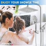 Ryamen Dual Shower Head Combo, 8'' High Pressure Rain/Rainfall Shower Head,5 Settings Adjustable Handheld Showers,with 15" Height Adjustable Slide Bar,Holder/Hose, Angle Adjustable, Chrome