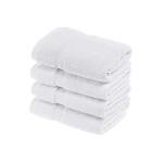 Superior Egyptian Cotton Pile Hand Towel Set of 4, Ultra Soft Luxury Towels, Thick Plush Essentials, Absorbent Heavyweight, Guest Bath, Hotel, Spa, Home Bathroom, Shower Basics, White