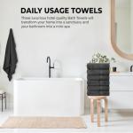 QUBA LINEN Hotel & Spa 100% Cotton Bath Towels Set of 6-24x48 inch Ultra Soft Large Bath Towel Set Highly Absorbent Daily Usage Ideal for Pool and Gym Pack of 6 - Lightweight