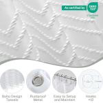 Boho Shower Curtain White Tassel Woven Fabric Shower Curtain Modern Farmhouse Textured Tufted Chevron Striped Minimalist Bathroom Hotel 72 x 72 White