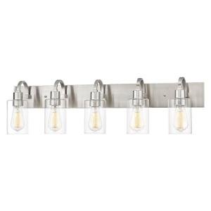 Emliviar 5-Light Bathroom Vanity Light Fixture, 37" Bath Wall Light Fixtures in Brushed Nickel Finish with Clear Glass, YCE237B-5W BN