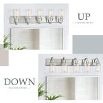 Emliviar 5-Light Bathroom Vanity Light Fixture, 37" Bath Wall Light Fixtures in Brushed Nickel Finish with Clear Glass, YCE237B-5W BN
